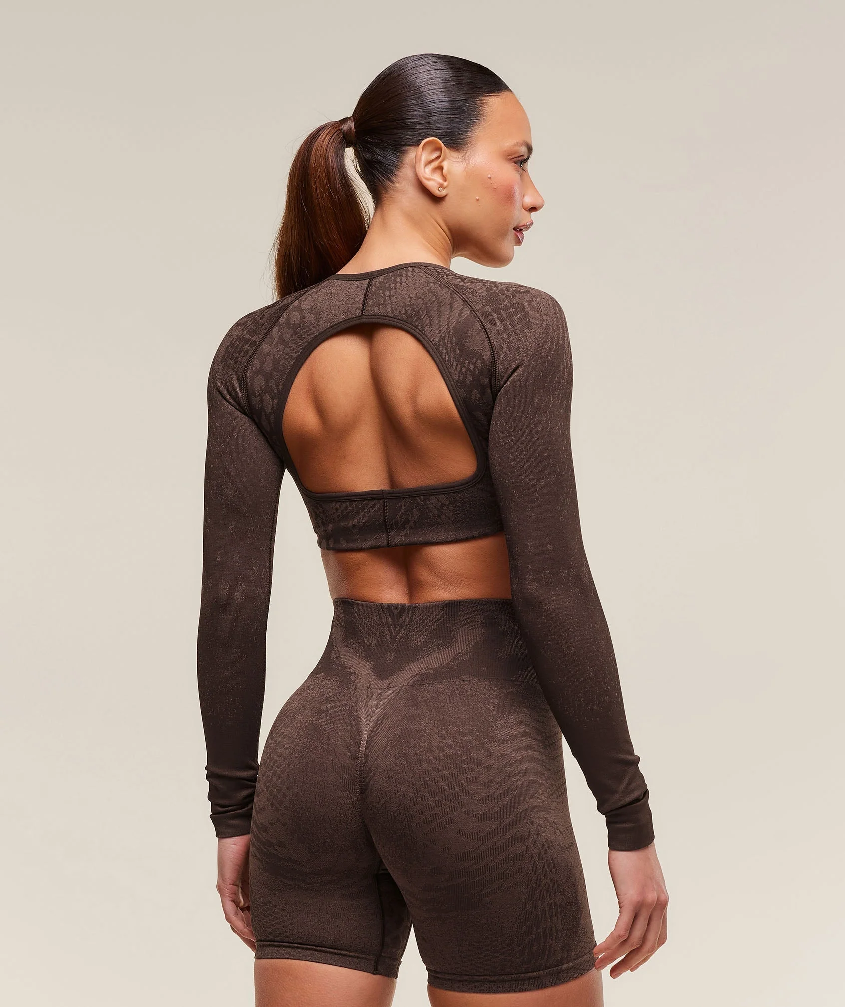 Adapt X Whitney Animal Seamless Long Sleeve Top Soft Brown // GYMSHARK - Image 2