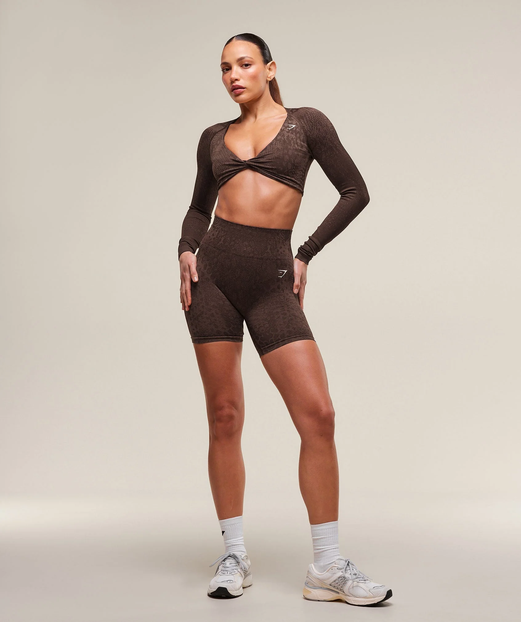 Adapt X Whitney Animal Seamless Long Sleeve Top Soft Brown // GYMSHARK - Image 4