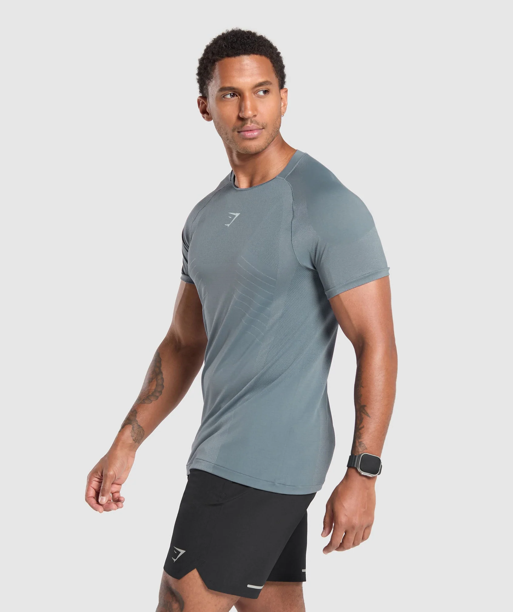 Apex Seamless T-Shirt Cool Blue // GYMSHARK - Image 3