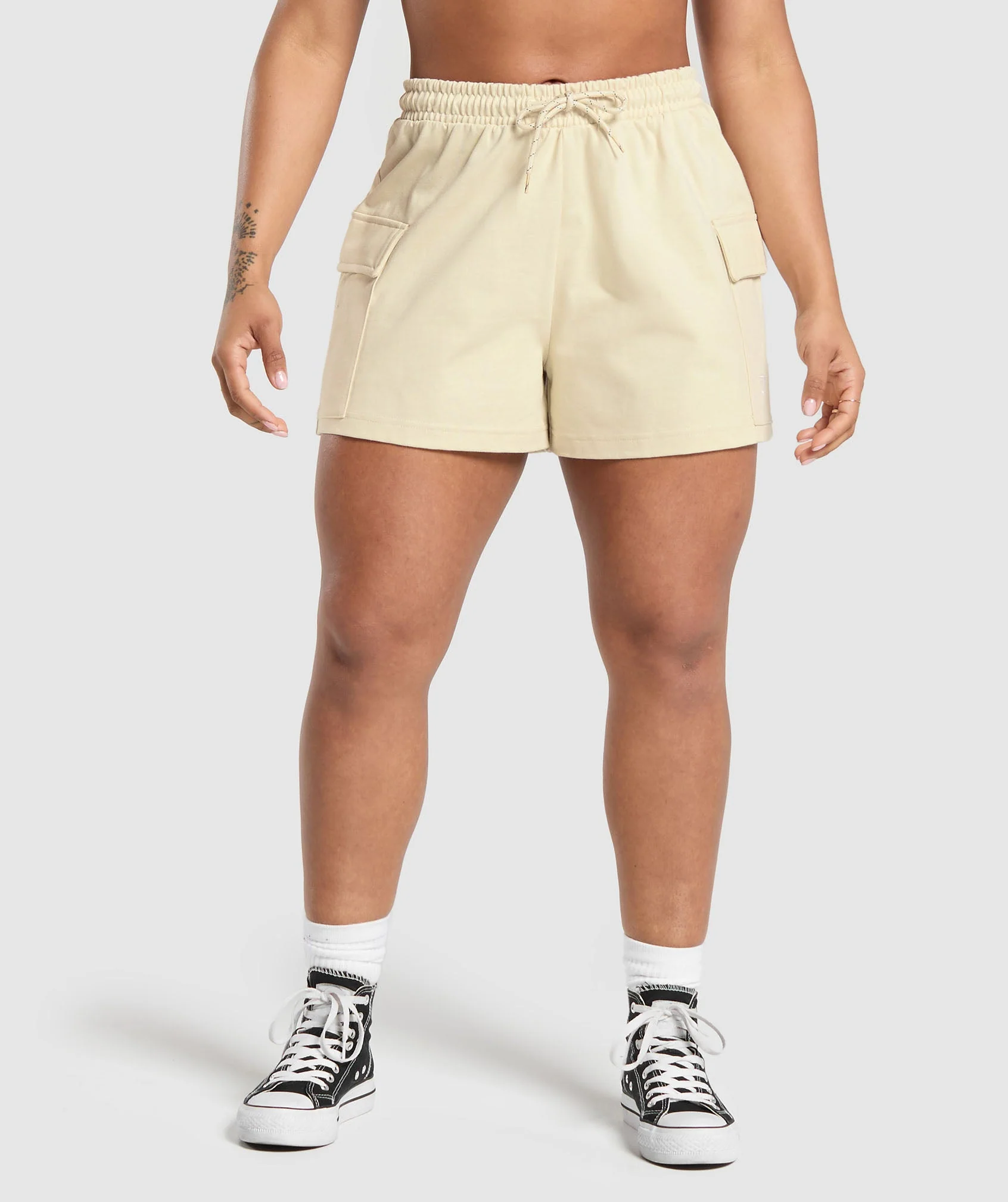 Cargo Pocket Shorts Ecru White // GYMSHARK