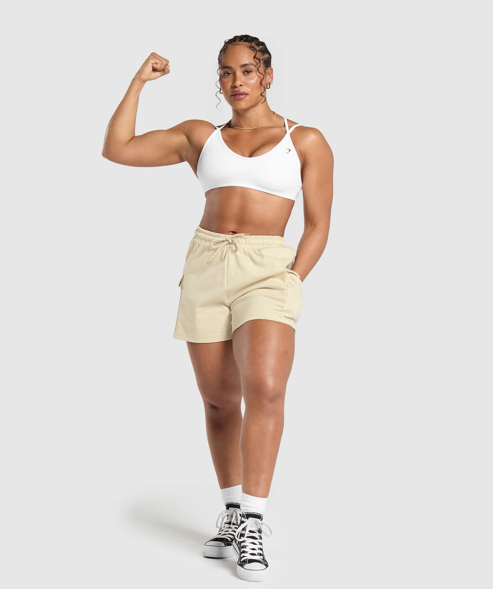 Cargo Pocket Shorts Ecru White // GYMSHARK - Image 3