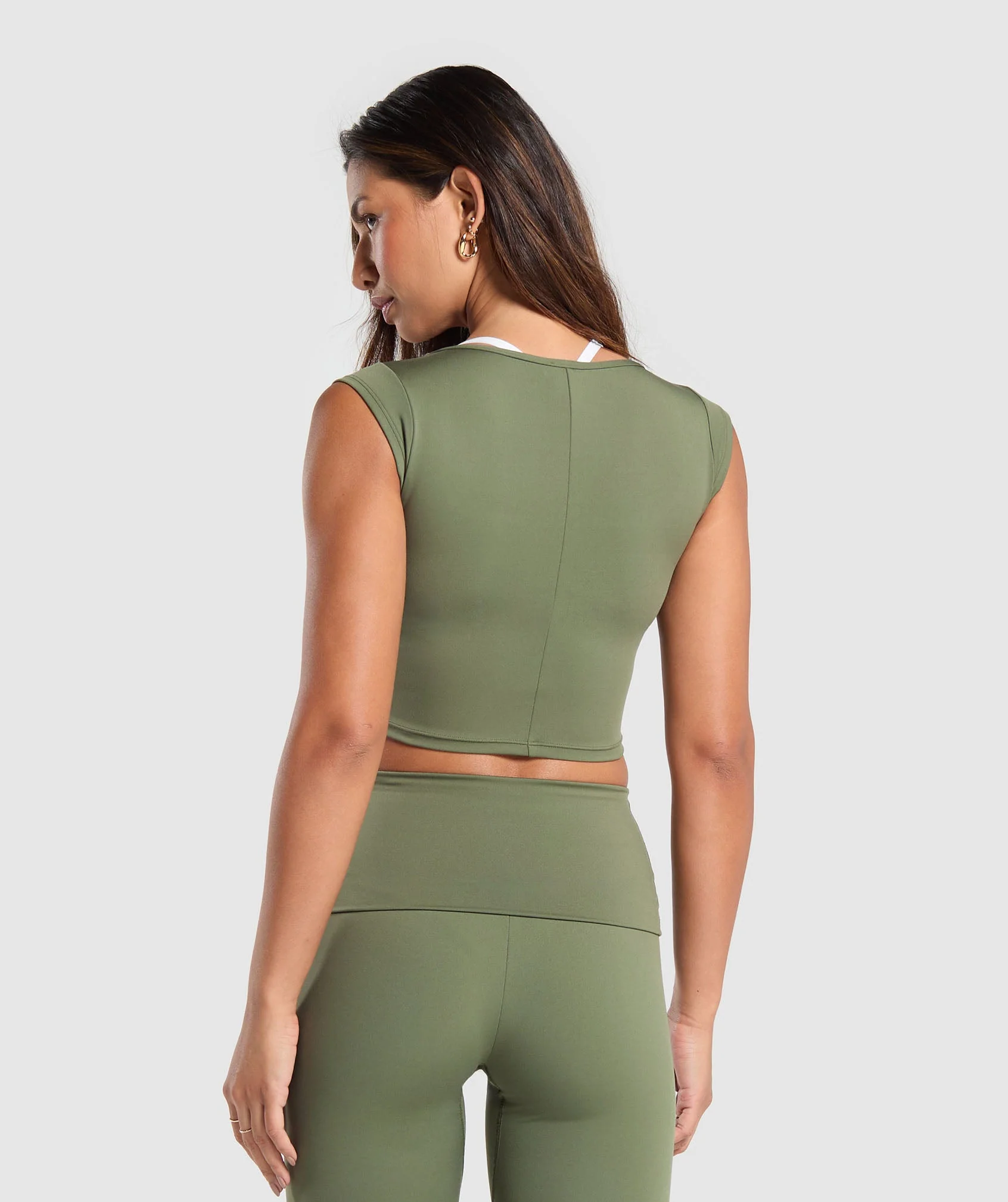 Everyday Cap Sleeve Crop Top Green // GYMSHARK - Image 2