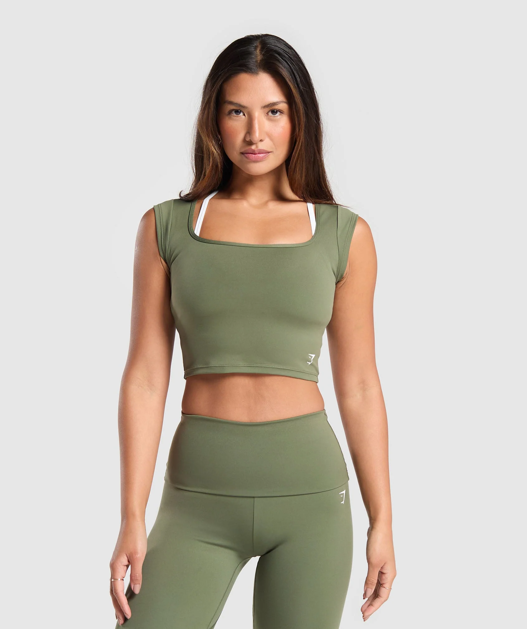 Everyday Cap Sleeve Crop Top Green // GYMSHARK