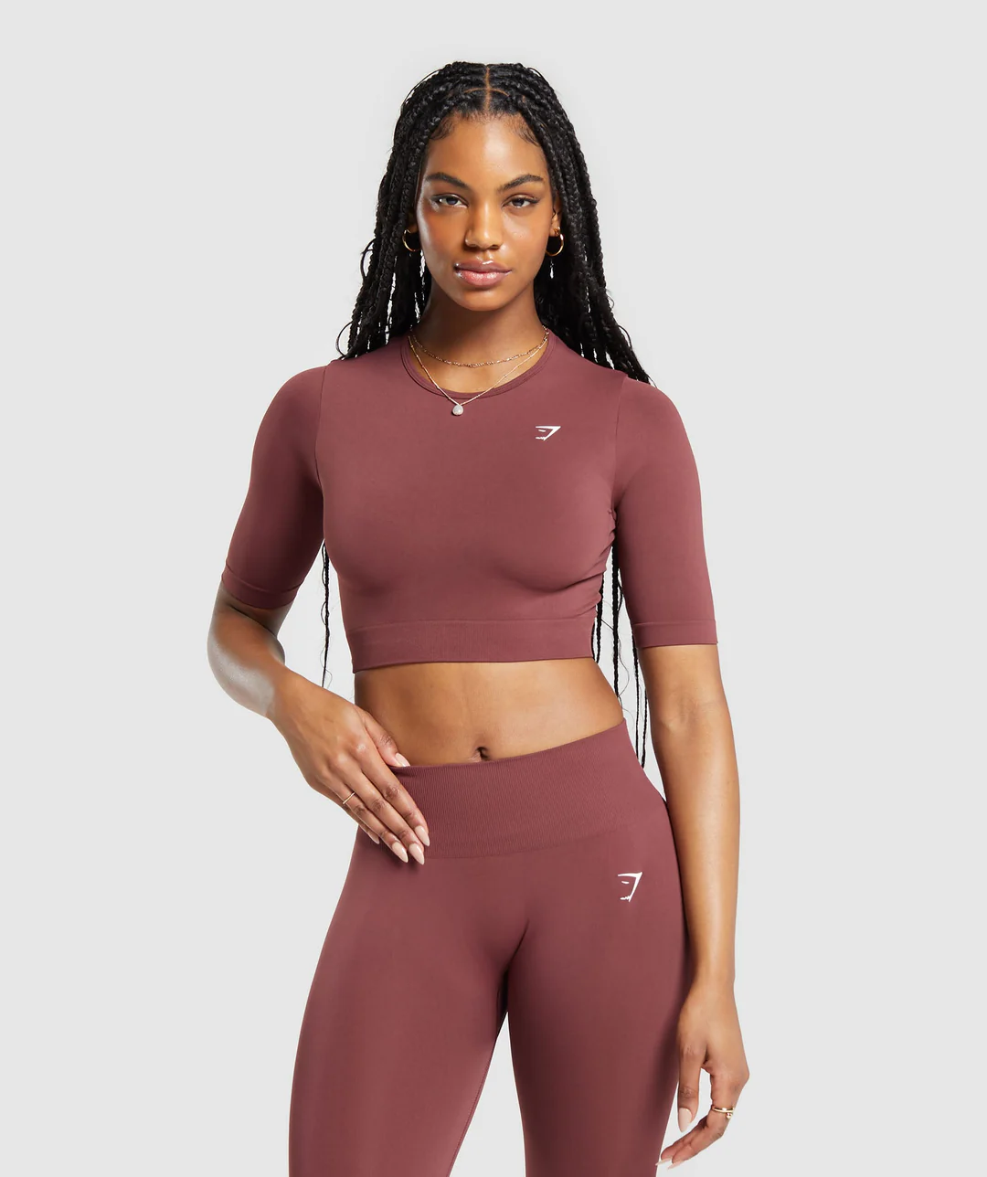 Everyday Seamless Crop Top Burgundy Brown // GYMSHARK