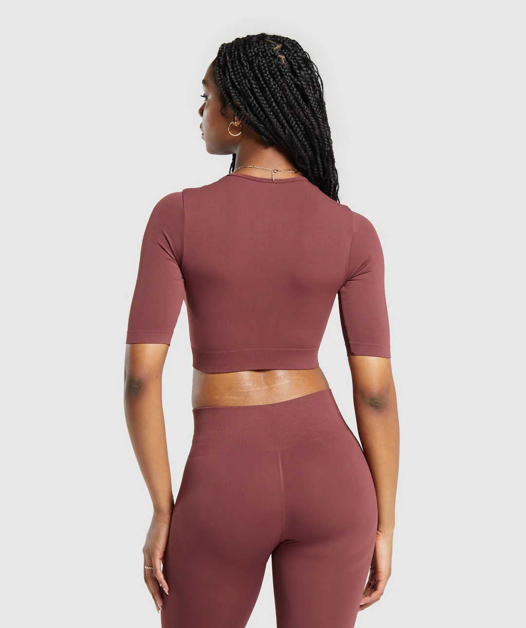 Everyday Seamless Crop Top Burgundy Brown // GYMSHARK - Image 2
