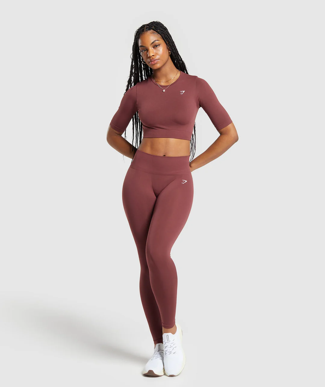 Everyday Seamless Crop Top Burgundy Brown // GYMSHARK - Image 3