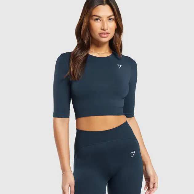 Everyday Seamless Crop Top Navy // GYMSHARK