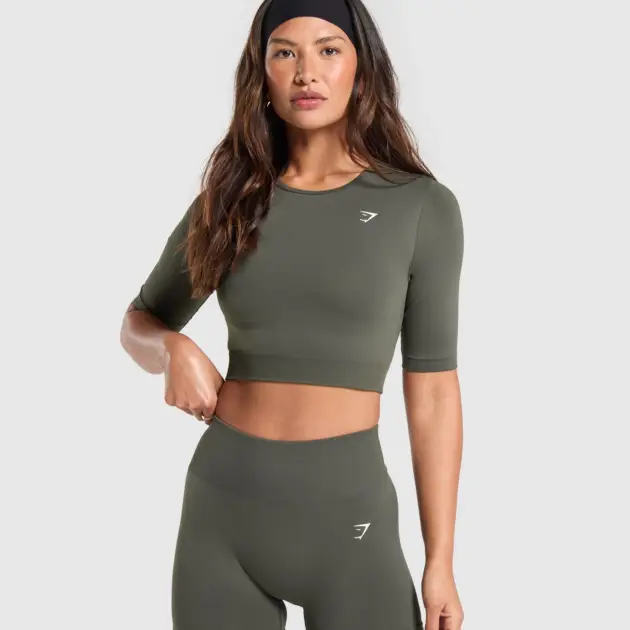 Everyday Seamless Crop Top Strength Green // GYMSHARK