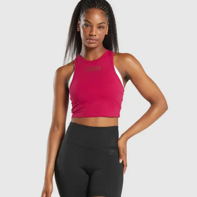 BLOCK CROP TANK Build Pink // GYMSHARK