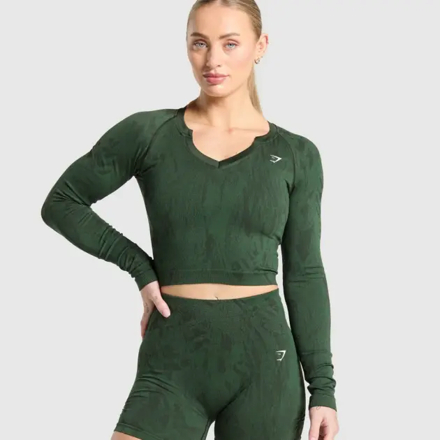 ADAPT CAMO SEAMLESS LONG SLEEVE TOP // GYMSHARK