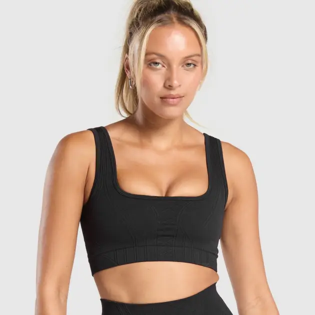 CORSET SEAMLESS SPORTS BRA Black // GYMSHARK