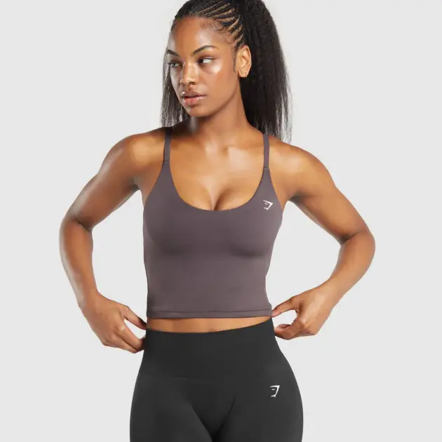 EVERYDAY CAMI TANK WITH SHELF Greyed Purple // GYMSHARK