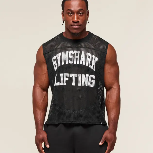 MESH OVERSIZED TANK BLACK // GYMSHARK