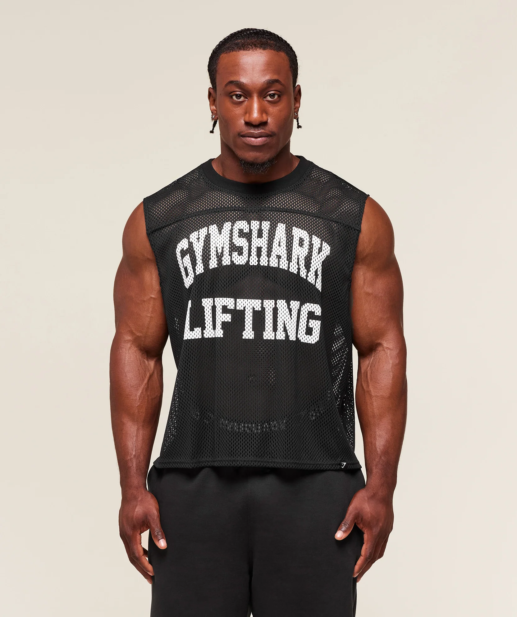 MESH OVERSIZED TANK BLACK // GYMSHARK