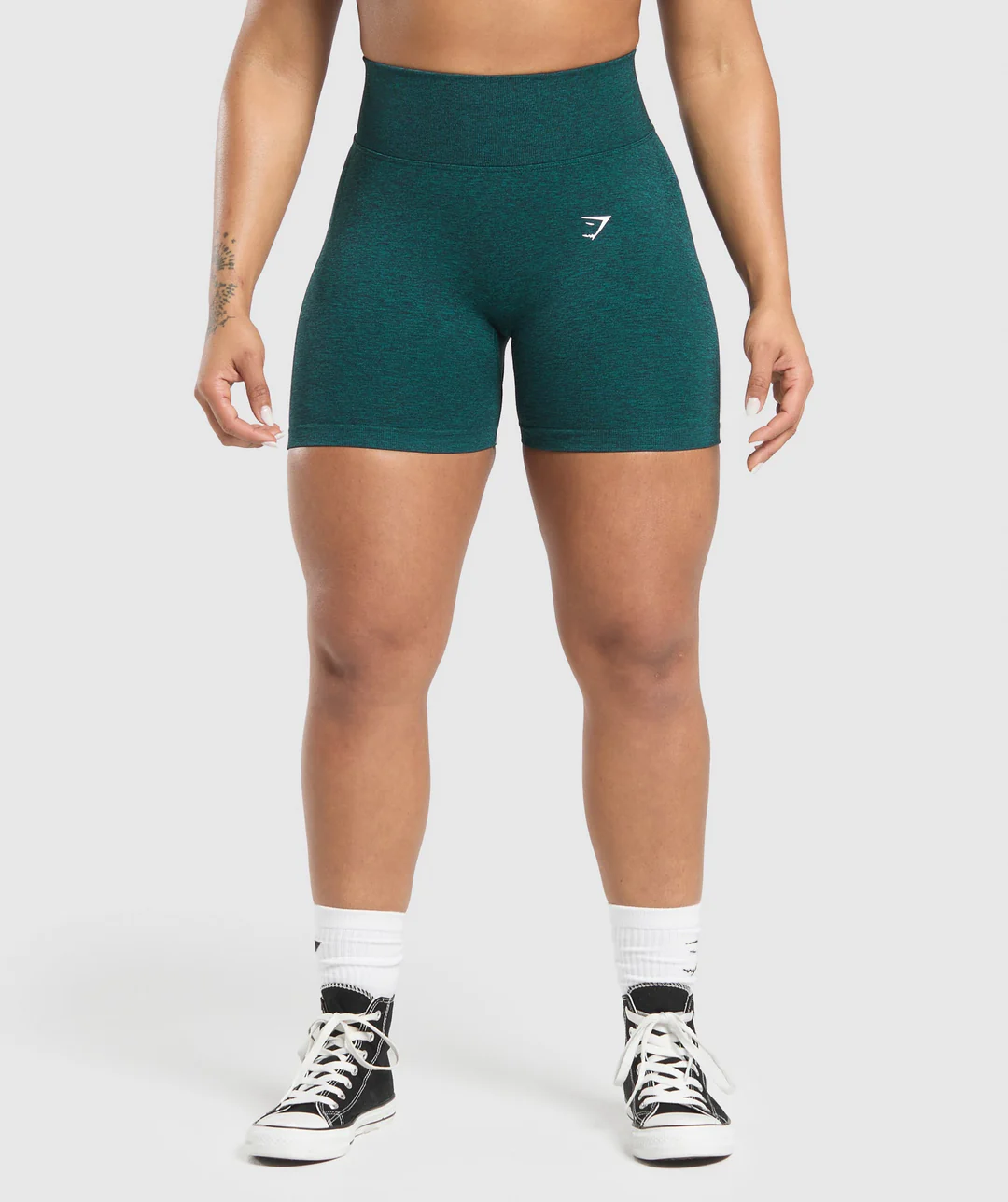 Lift Seamless Shorts Functional Teal Black Marl // GYMSHARK