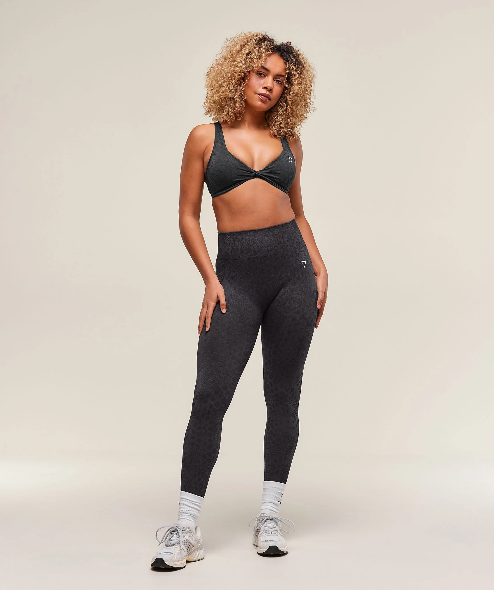 Adapt X Whitney Animal Seamless Twist Front Bra Black // GYMSHARK - Image 3