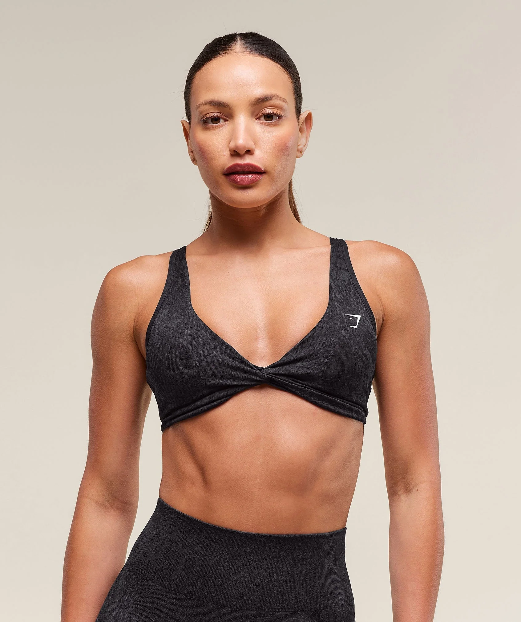 Adapt X Whitney Animal Seamless Twist Front Bra Black // GYMSHARK