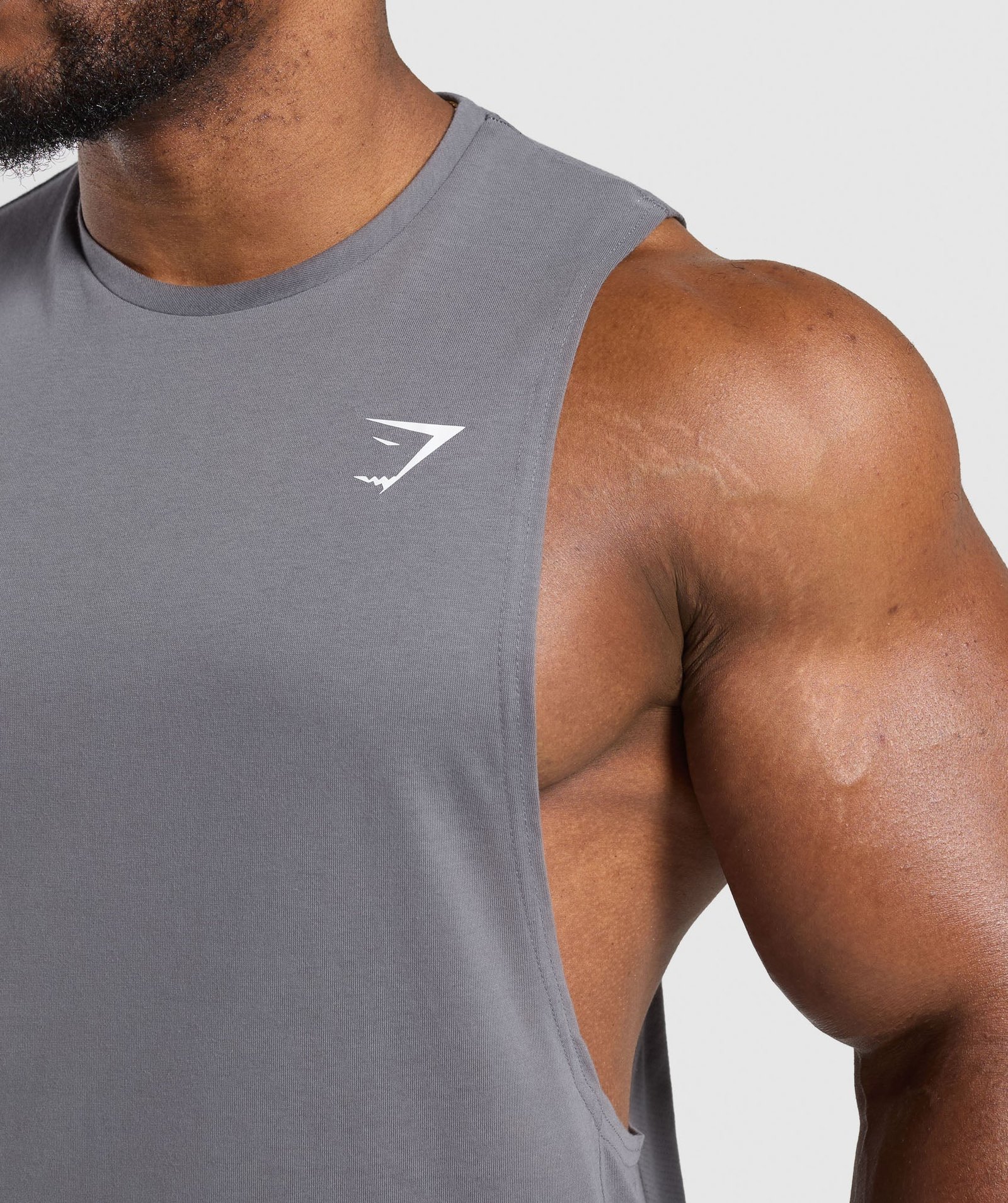 React Drop Arm Tank Brushed Grey // GYMSHARK - Image 3