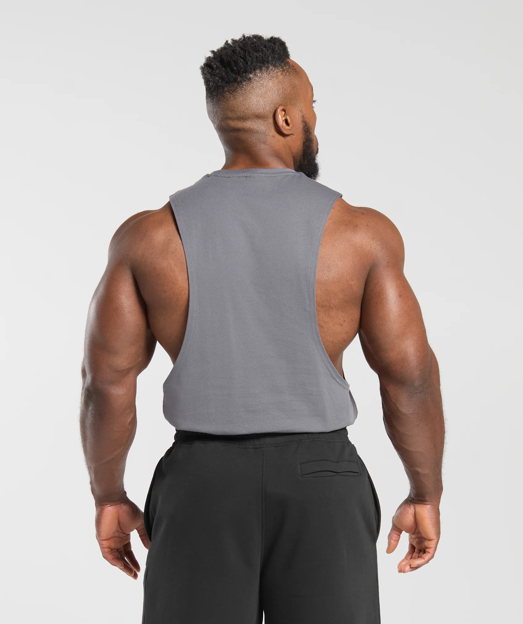 React Drop Arm Tank Brushed Grey // GYMSHARK - Image 2