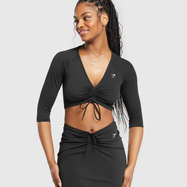 Ruche 3/4 Sleeve Crop Top // GYMSHARK