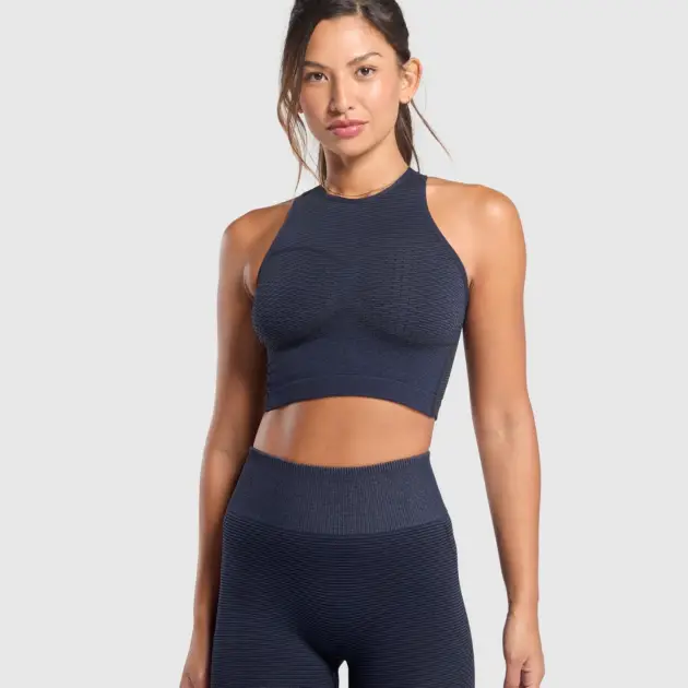 Sport Seamless Cropped Tank Heavy Blue // GYMSHARK