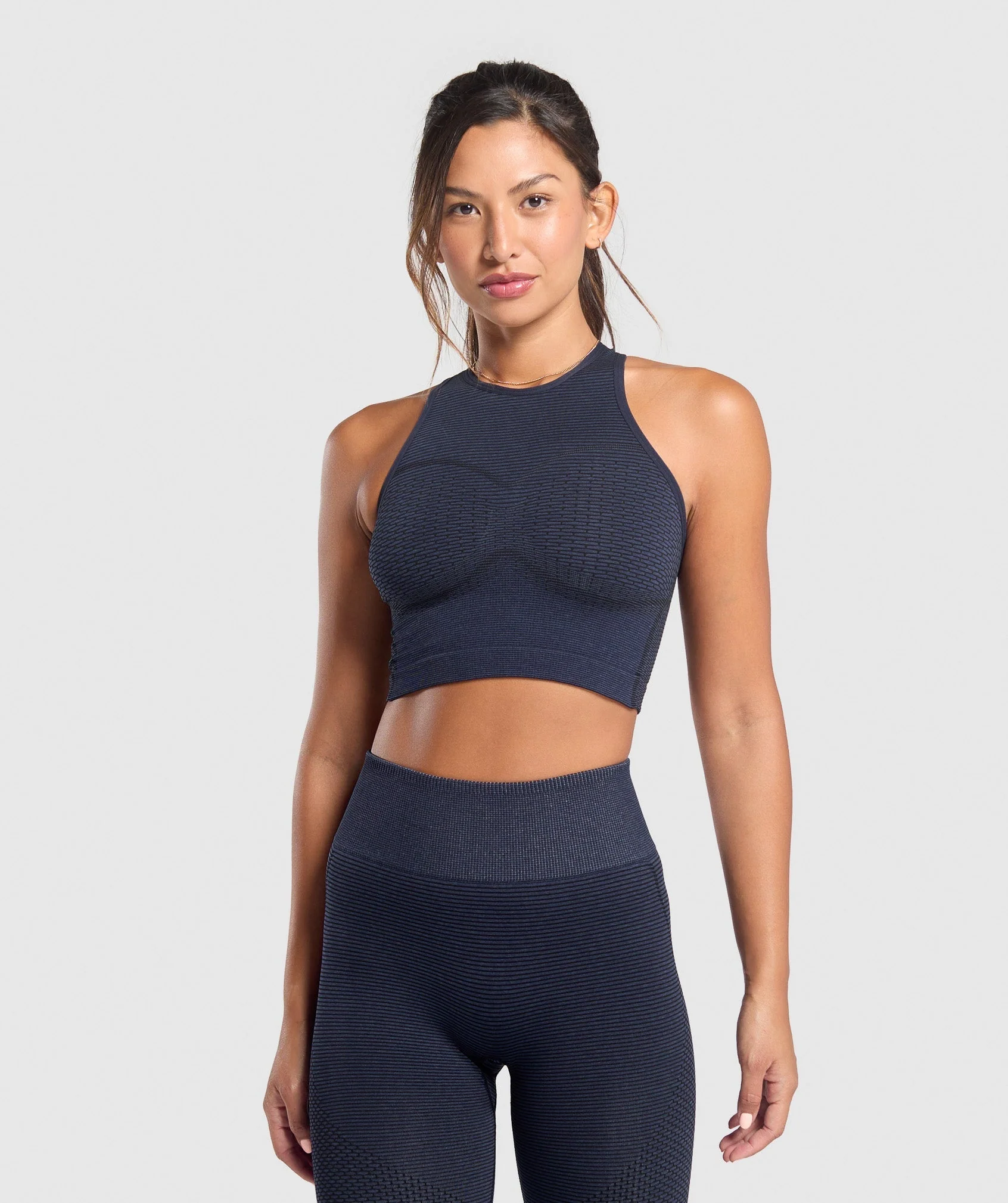 Sport Seamless Cropped Tank Heavy Blue // GYMSHARK