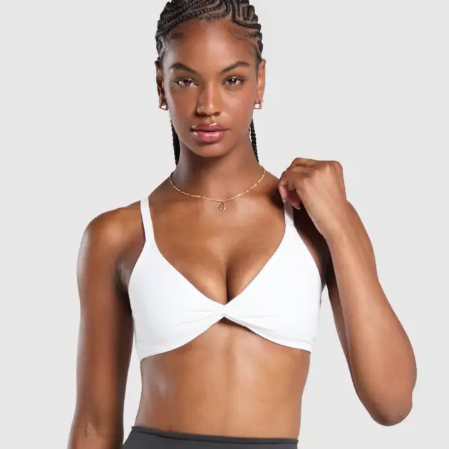 Twist Front Bralette Withe // GYMSHARK