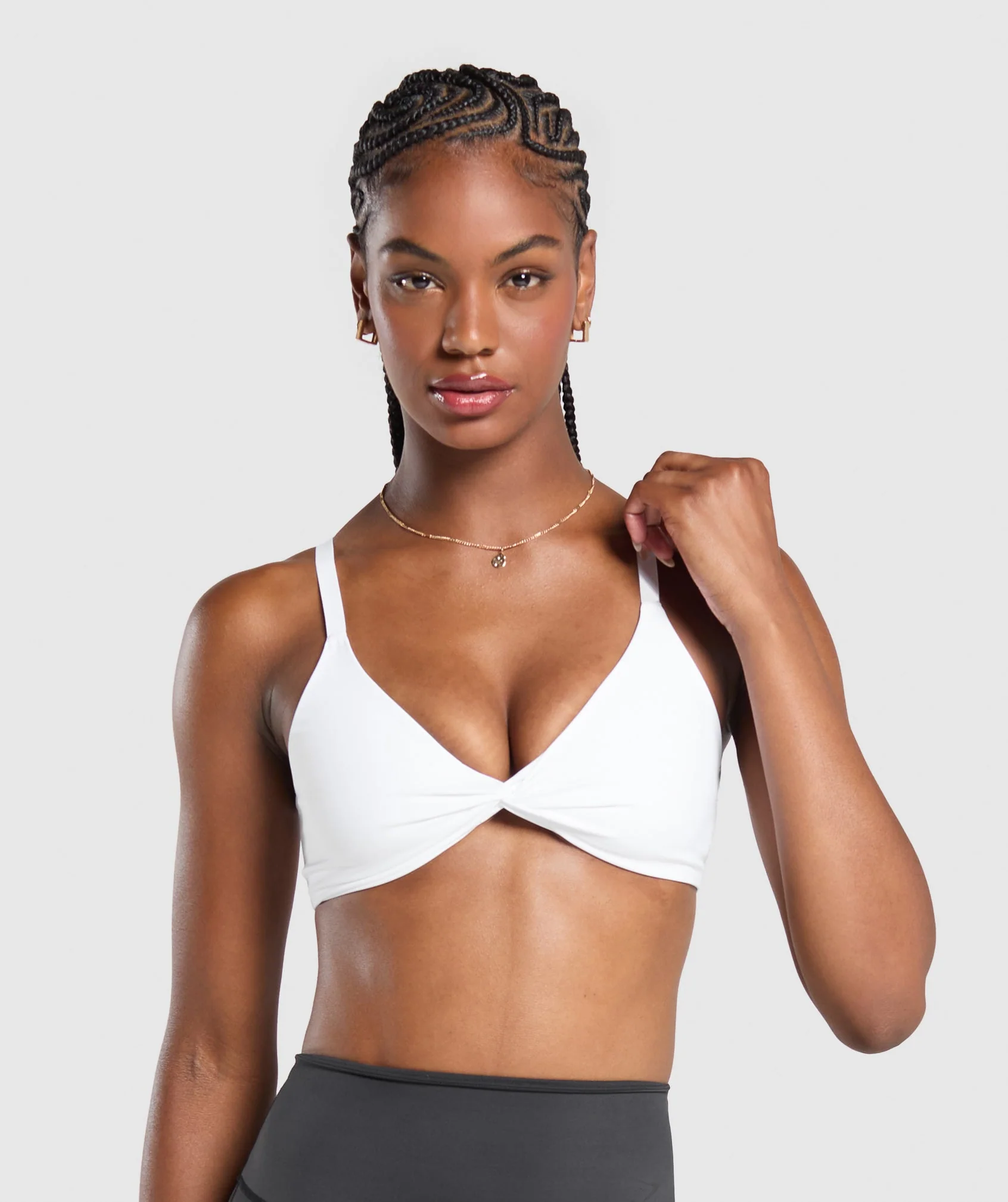 Twist Front Bralette Withe // GYMSHARK