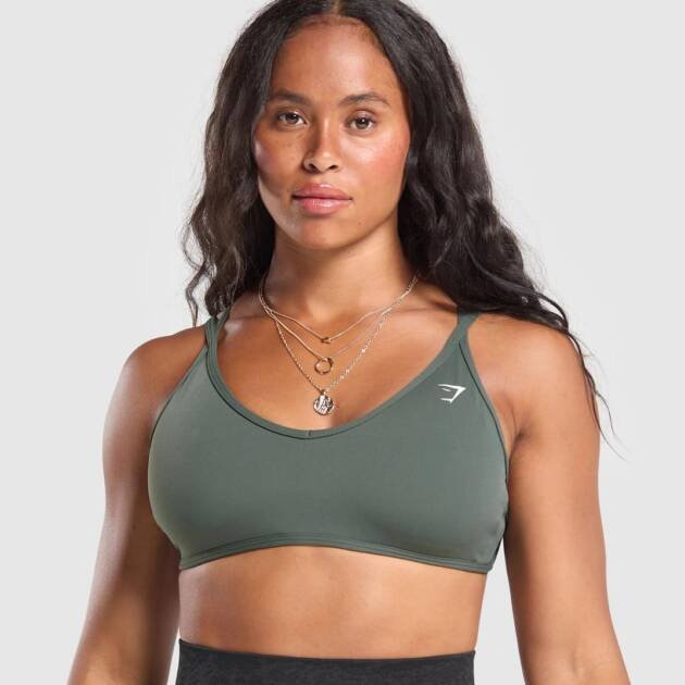 Back Gains Sports Bra Greem // GYMSHARK