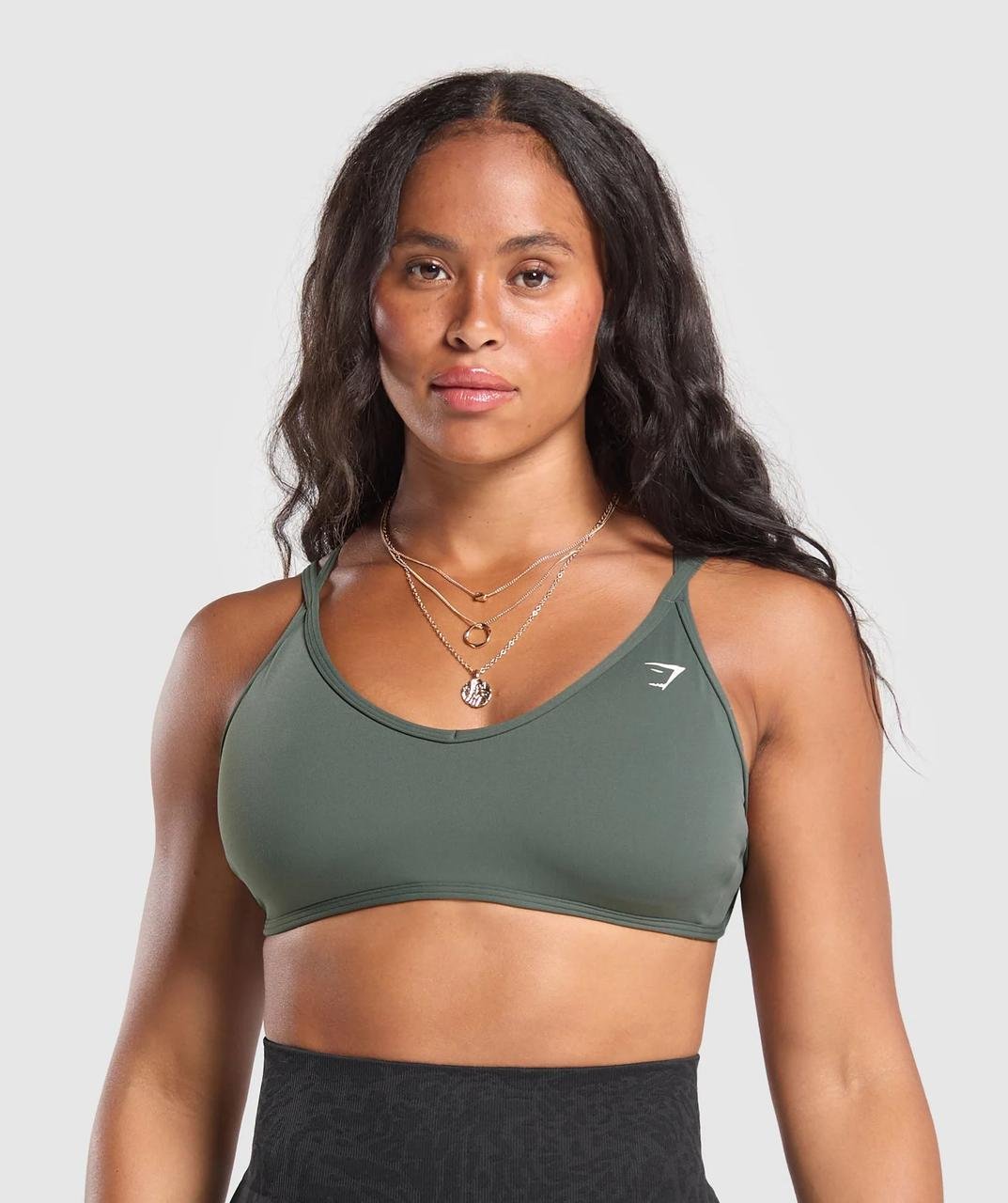 Back Gains Sports Bra Greem // GYMSHARK